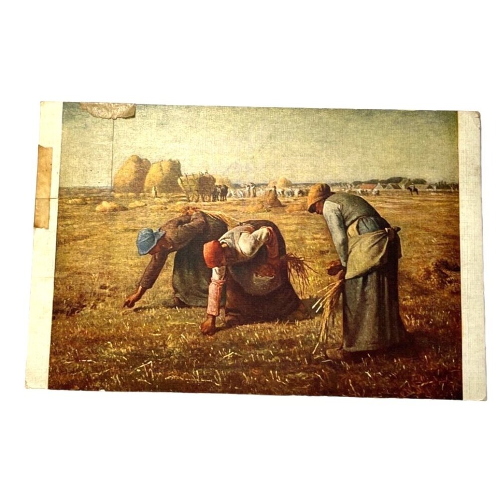 Antique Postcard 1920 Three Ladies Picking Up Straw  Artwork "The Gleaners"  u